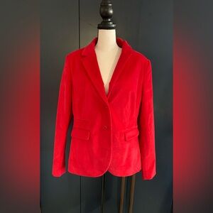 Red suede women’s blazer.